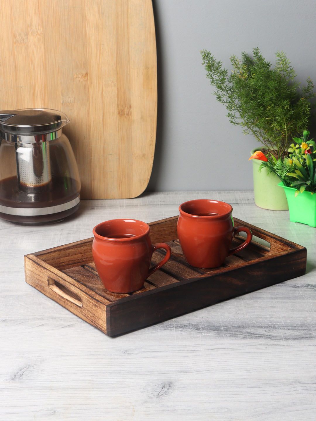 CDI Set Of 6 Handcrafted Tea or Coffee Cups with Tray Price in India