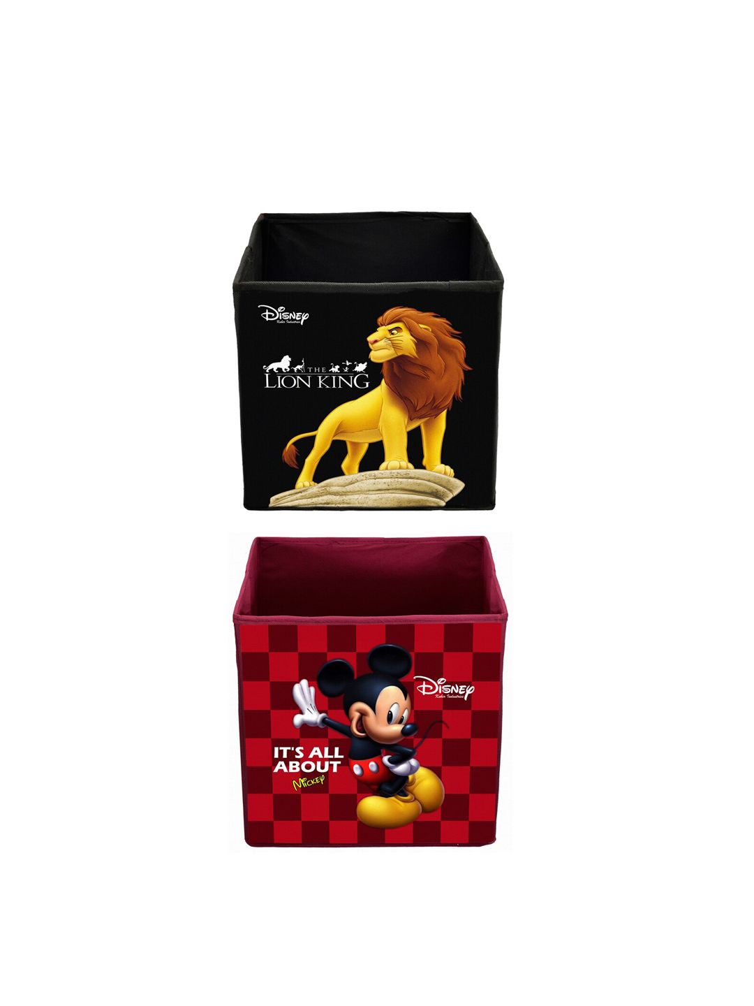 Kuber Industries Set of 2 Disney Mickey & Lion King Printed Foldable Cloth Storage Box Price in India
