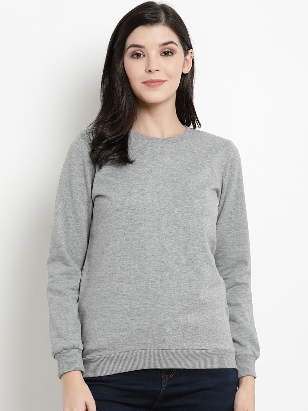 The Vanca Women Grey Solid Sweatshirt Price in India