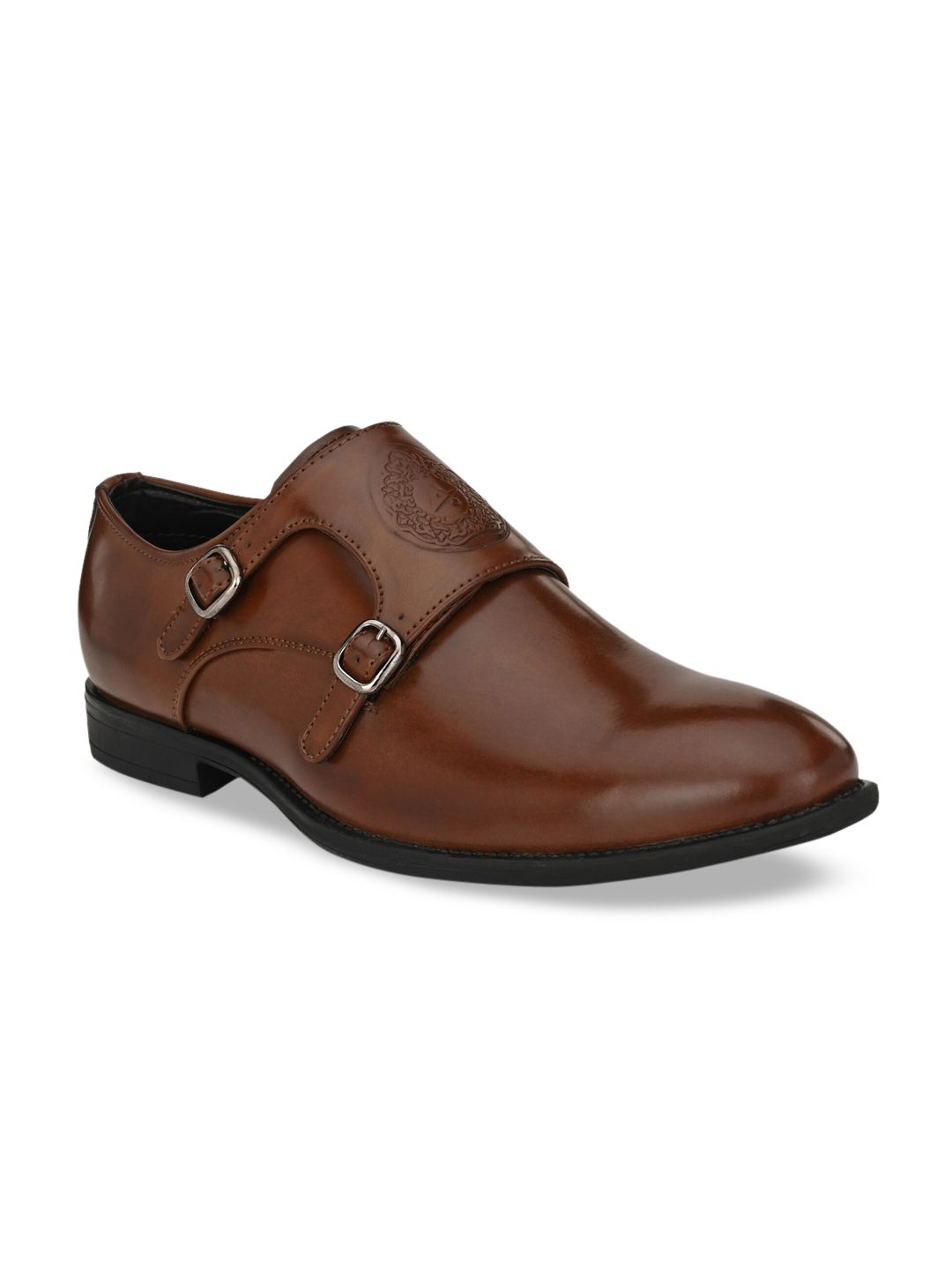 aadi Men Brown Solid Formal Monks