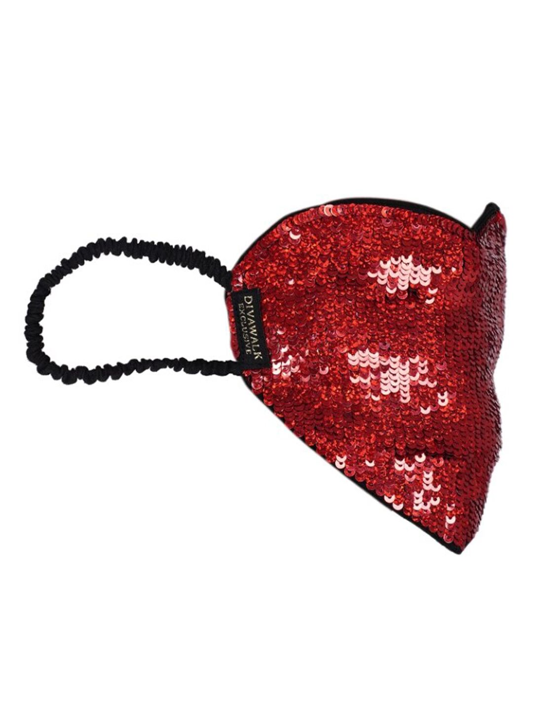 DIVA WALK EXCLUSIVE Women Red 2-Ply Embellished Outdoor Protective Face Mask Price in India