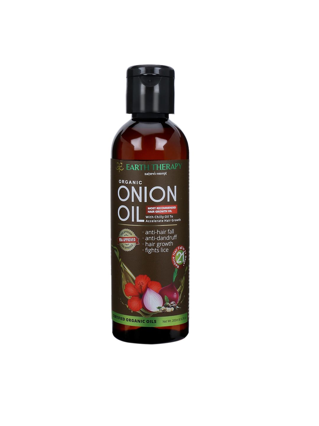EARTH THERAPY Organic Onion Oil for Total Haircare - 200 ml Price in India