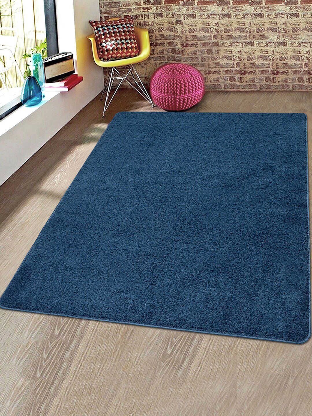 Saral Home Blue Solid Anti-Skit Carpet Price in India