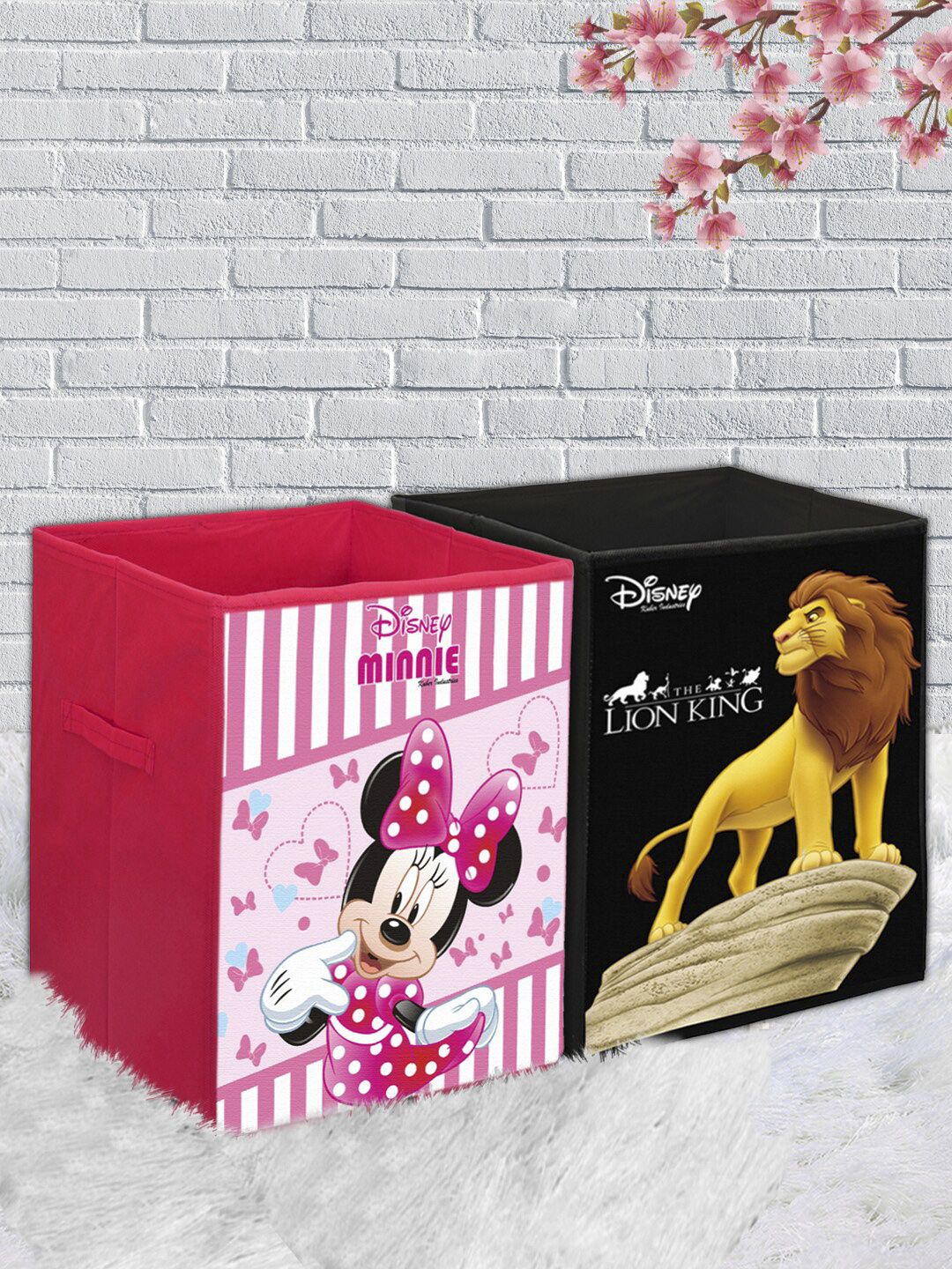 Kuber Industries Set Of 2 Disney Lion King & Minnie Printed Foldable Laundry Organiser Price in India
