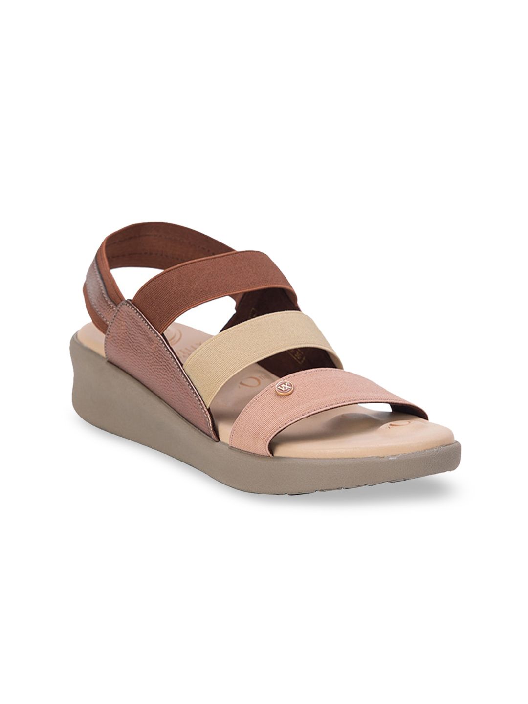 VON WELLX GERMANY Brown Colourblocked Wedge Sandals Price in India