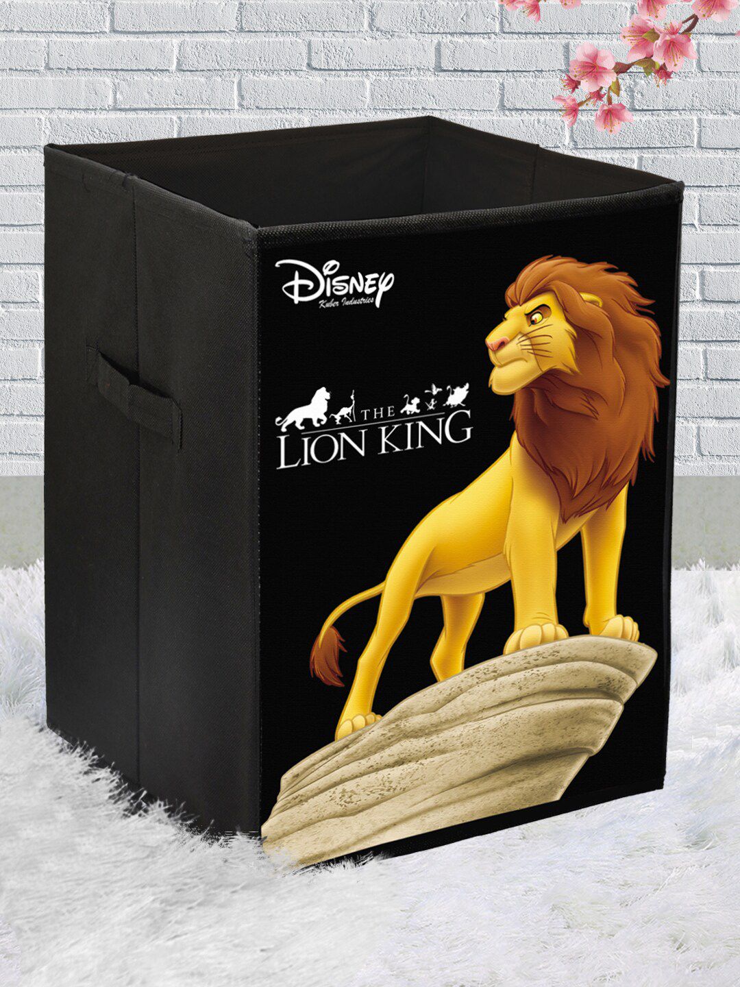 Kuber Industries Black Printed Disney Foldable Large Multi-Utility Sustainable Storage Cubes With Handle Price in India
