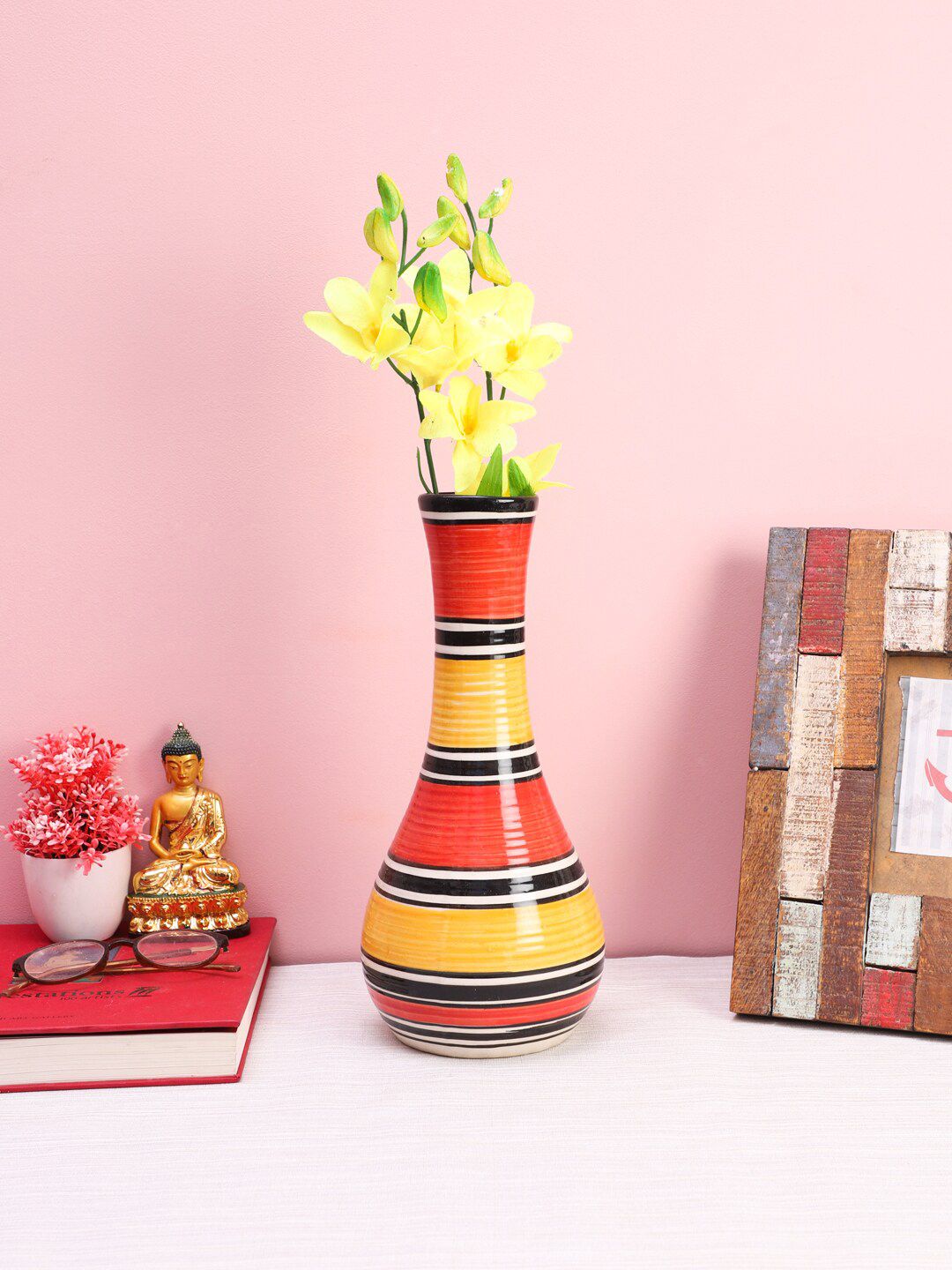 CDI Multicoloured Ceramic Artificial Flower Vase Price in India