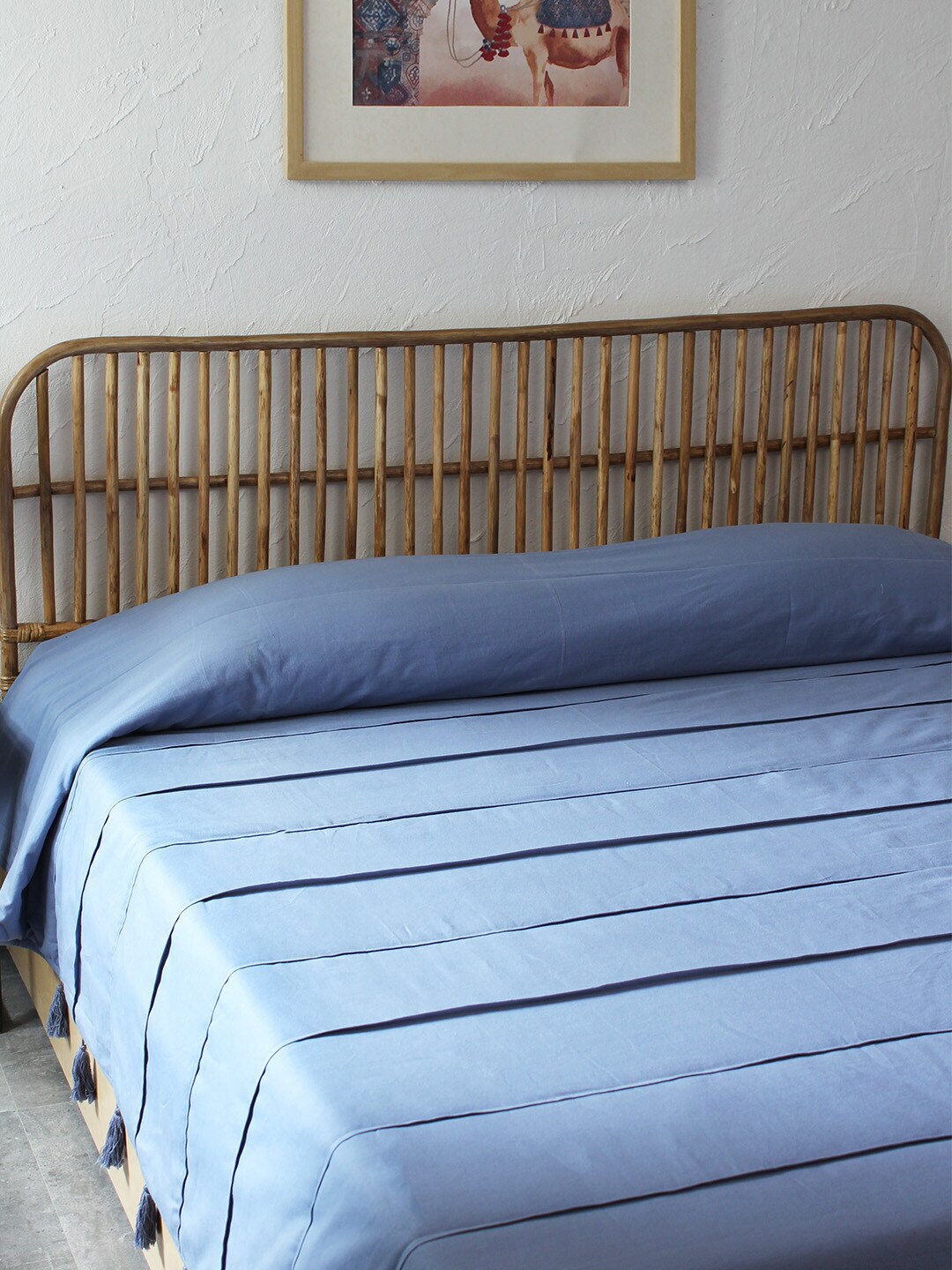 House This Blue Solid Samudra Double Bed Cover Price in India