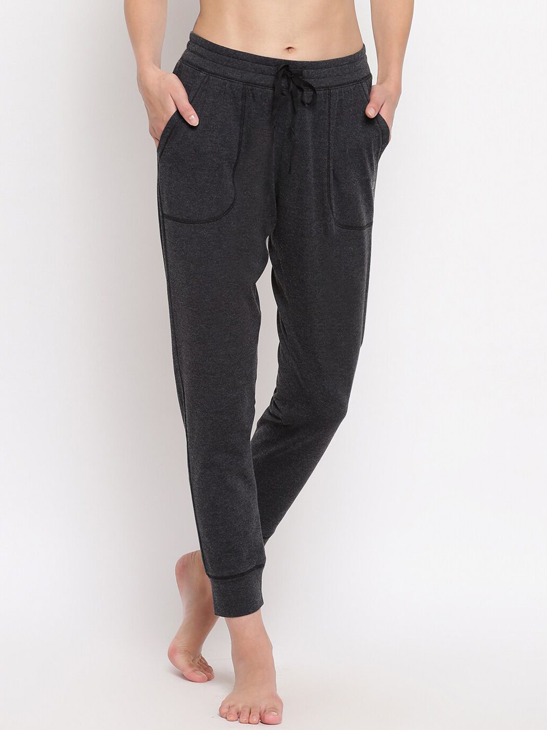 Enamor Women Charcoal Relaxed Fit Cotton Lounge Joggers Price in India