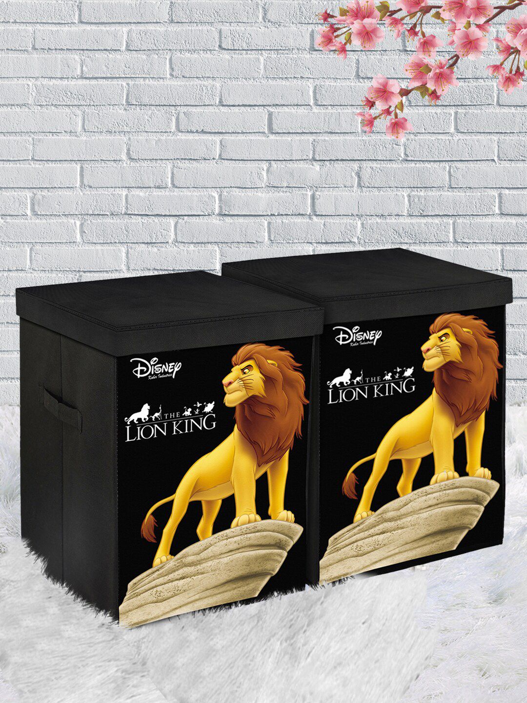 Kuber Industries Set Of 2 Black Disney Printed Foldable Large Multi-Utility Sustainable Storage Cubes With Handle Price in India