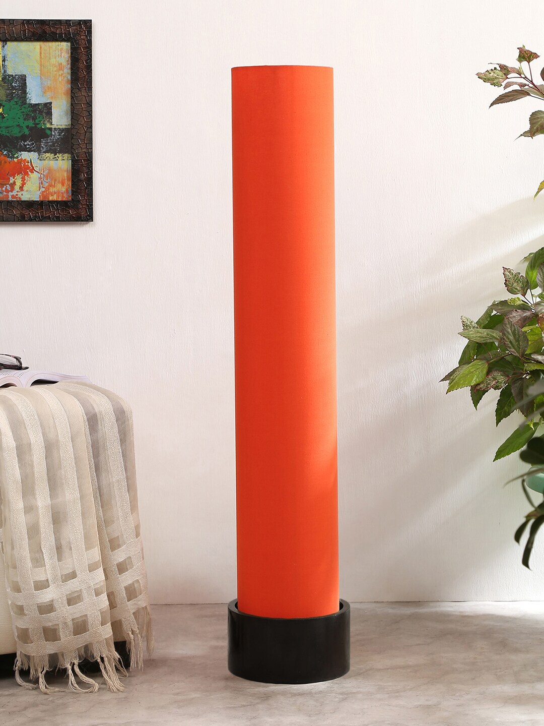 Devansh Orange Solid Cylindrical Column Lamp Price in India