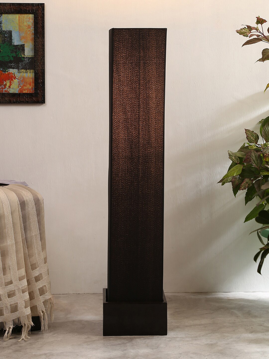 Devansh Black Solid Wooden Column Lamp Price in India