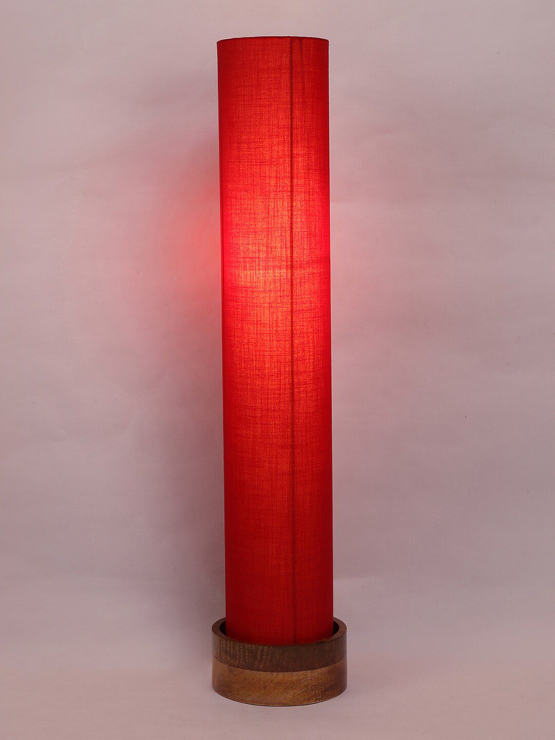 Devansh Red Solid Traditional Square Column Lamp Price in India