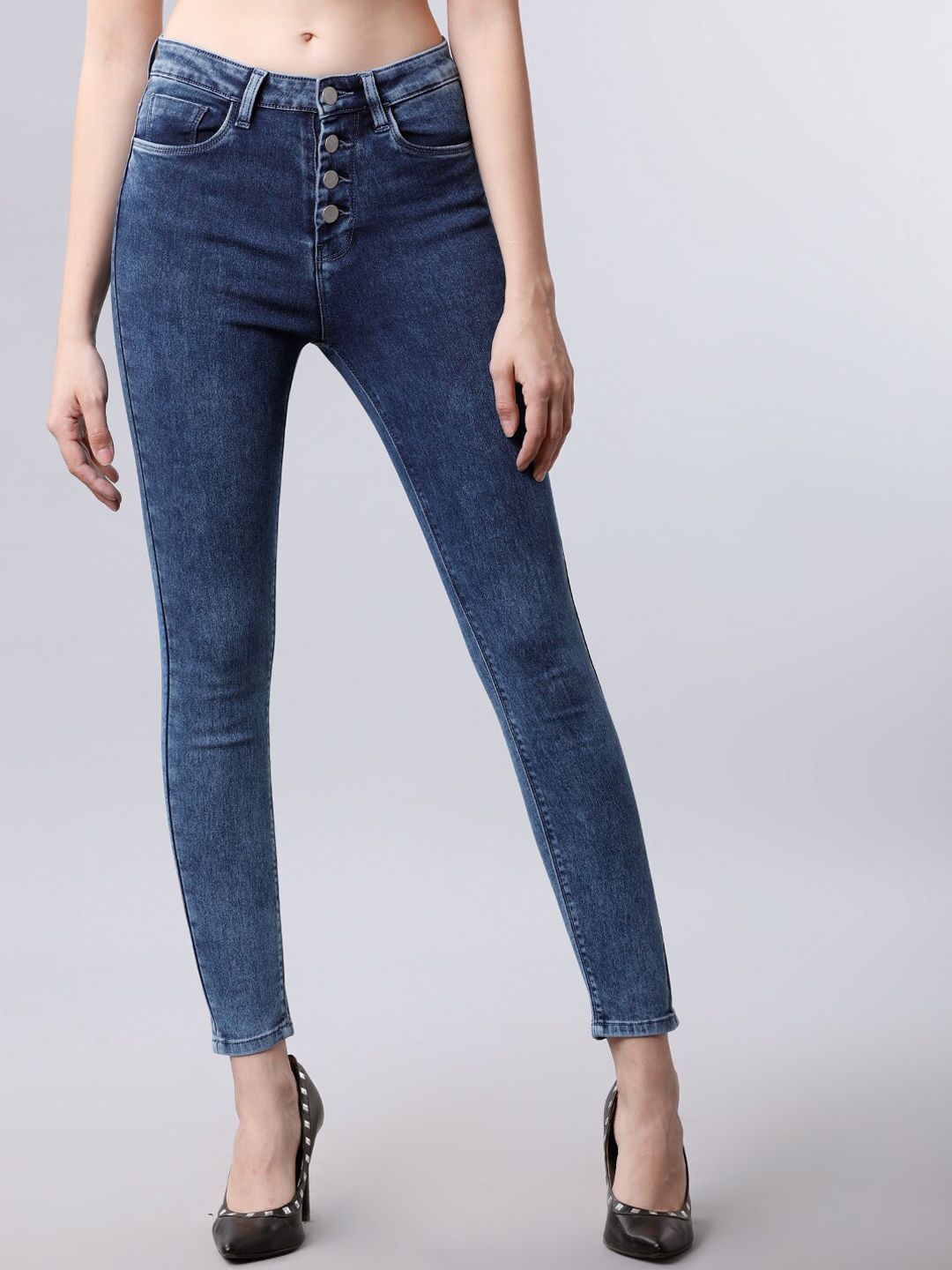 Tokyo Talkies Women Blue Skinny Fit High-Rise Clean Look Stretchable Jeans Price in India