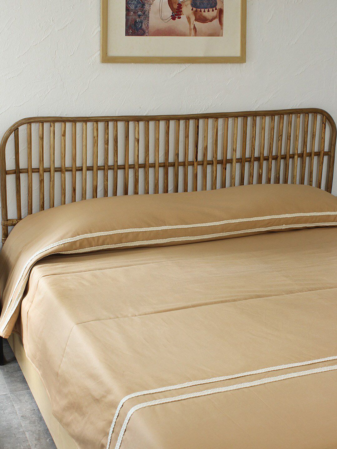 House This Beige Solid Mrittika Cotton Double Bedcover Price in India
