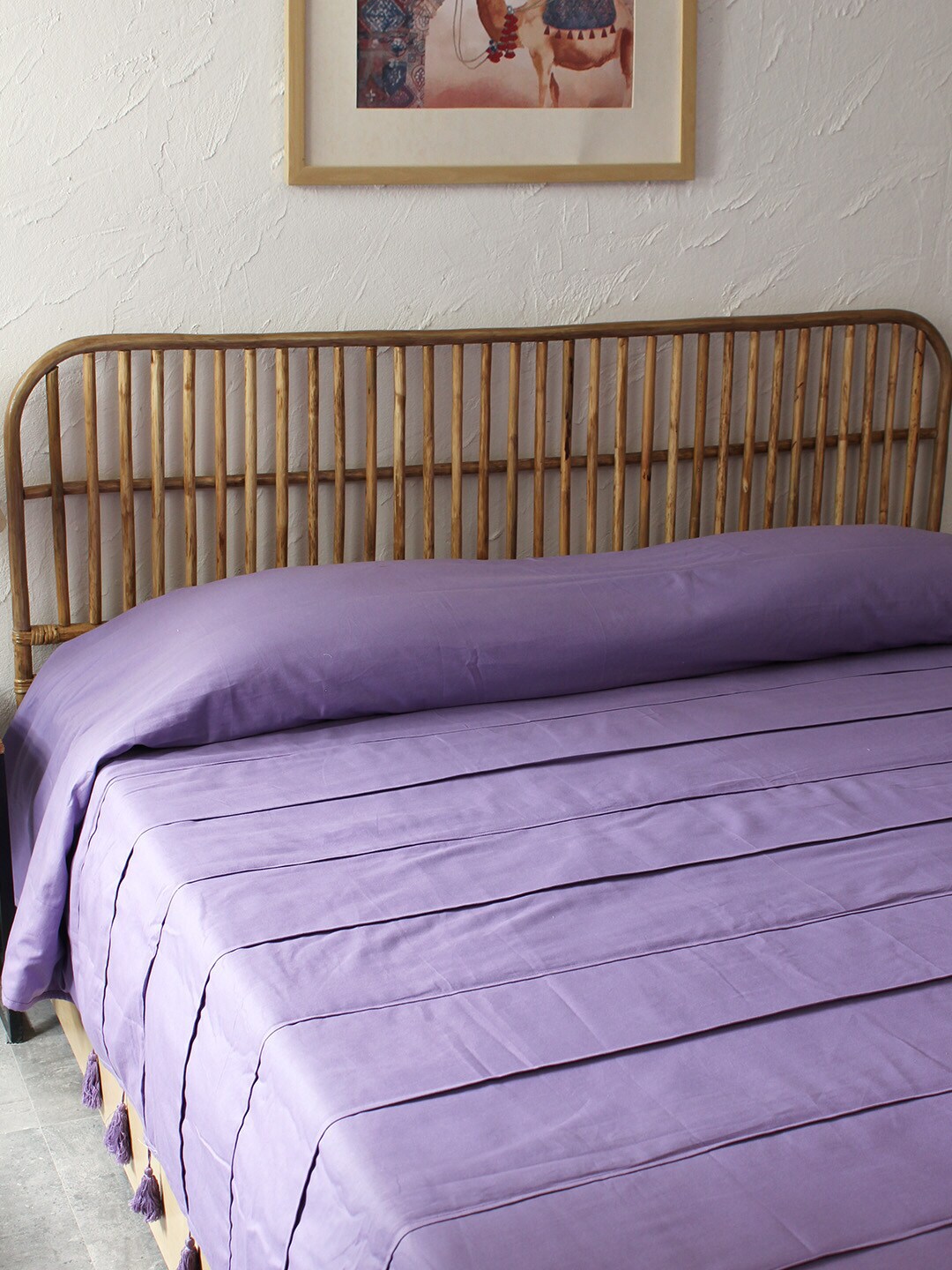 House This Purple Solid Double Bed Cover Price in India