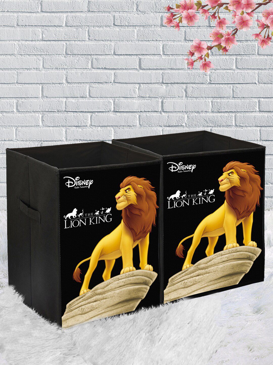 Kuber Industries Set Of 2 Black & Yellow Disney Lion King Printed Foldable Sustainable Organisers Price in India