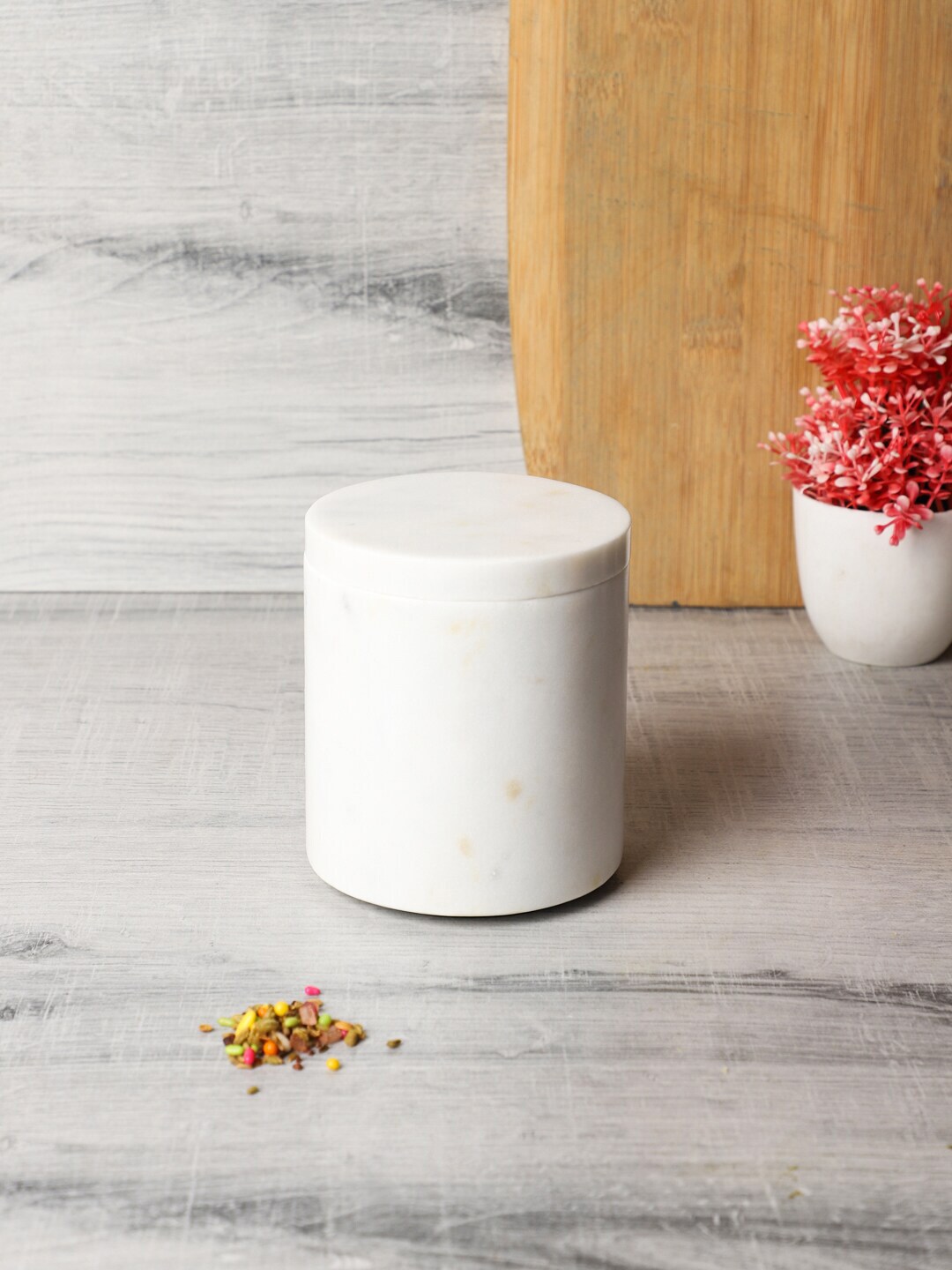 NikkisPride White Solid Handmade Marble Canister Price in India