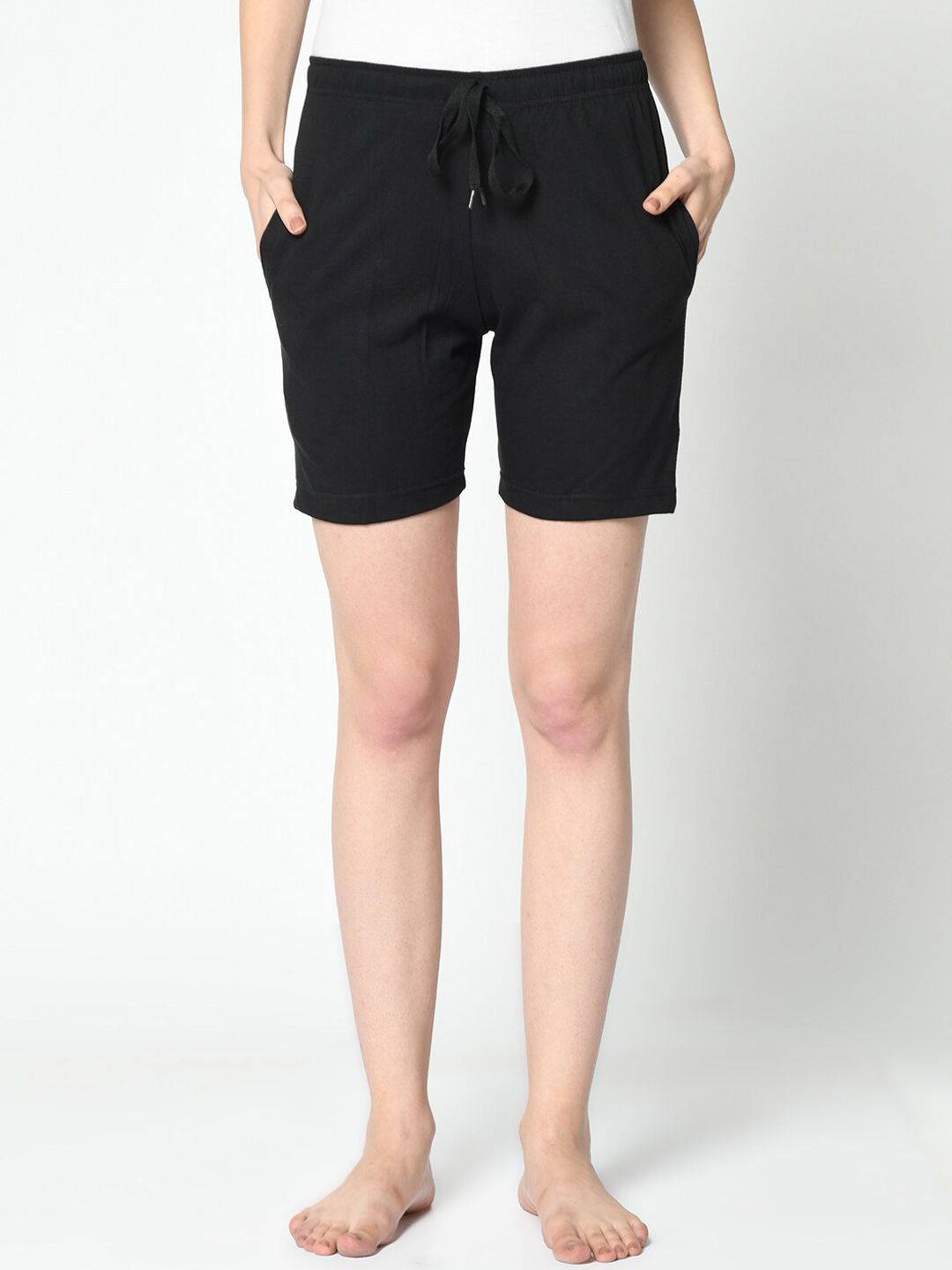 VIMAL JONNEY Women Black Solid Lounge Shorts Price in India