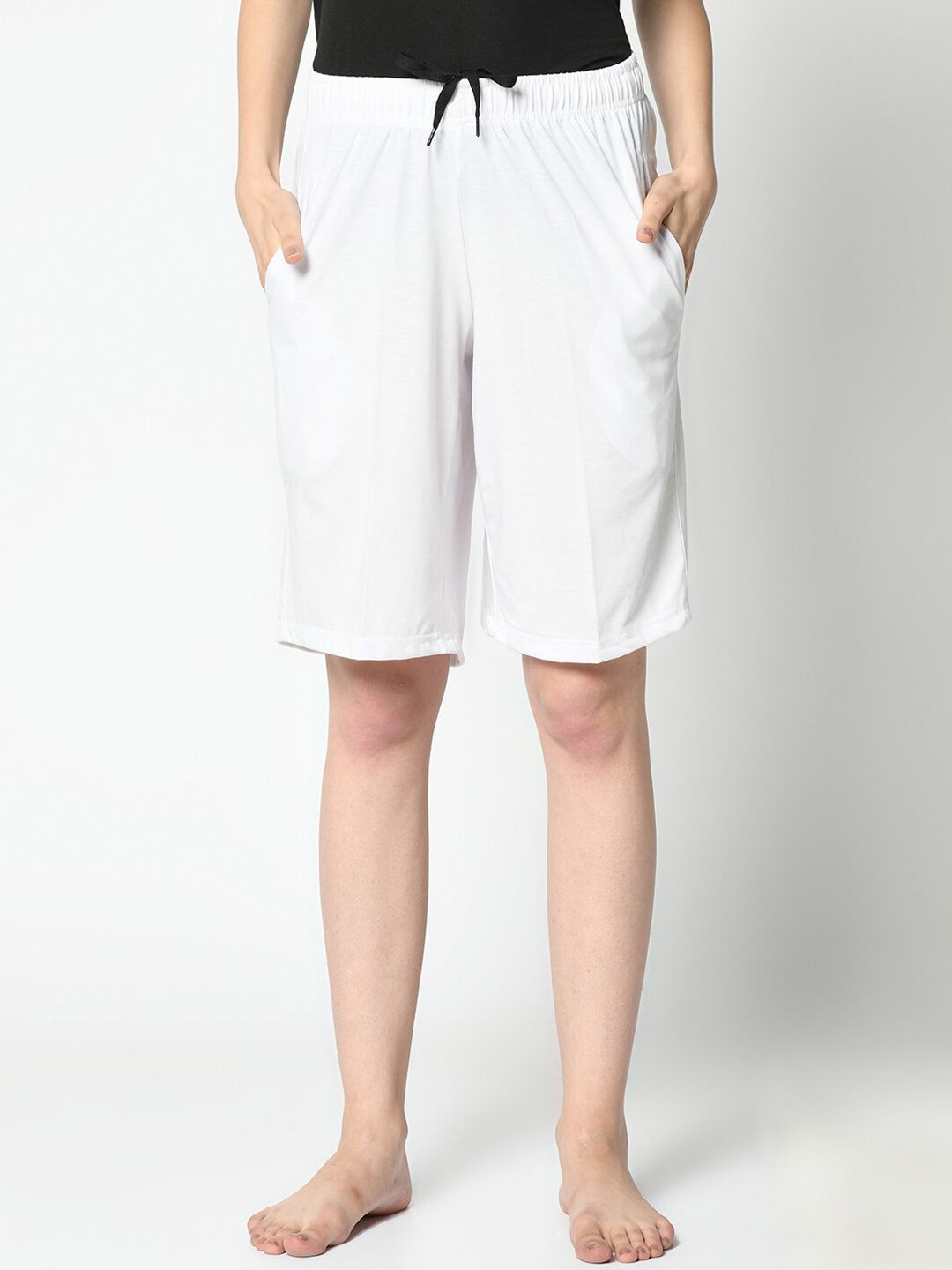 VIMAL JONNEY Women White Solid Lounge Shorts Price in India