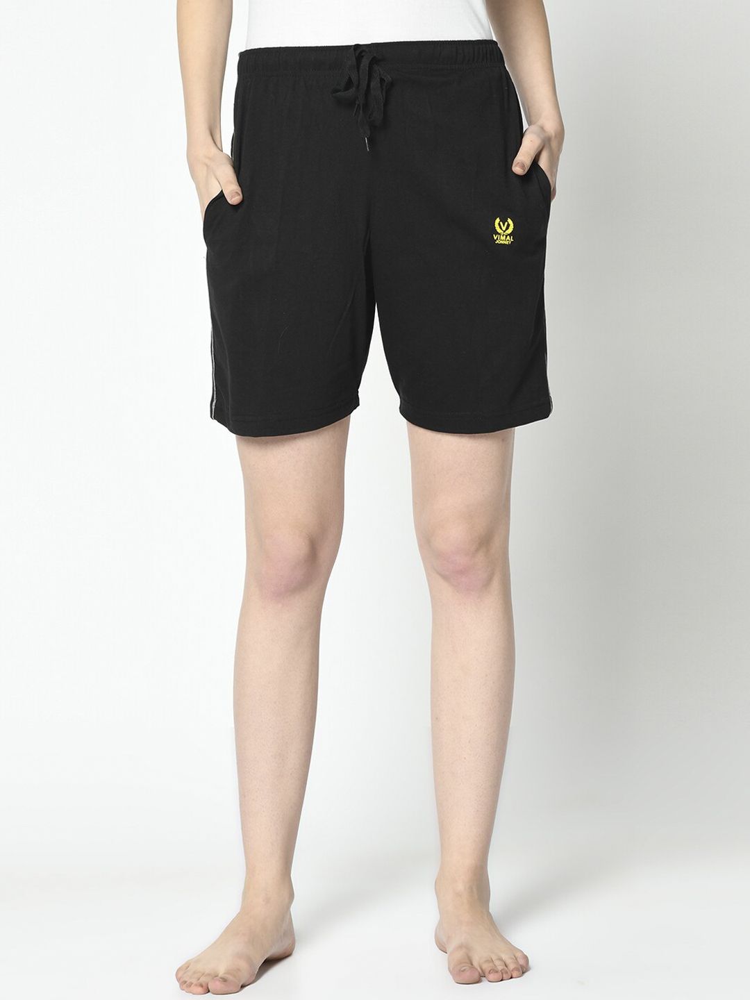 VIMAL JONNEY Women Black Solid Lounge Shorts Price in India