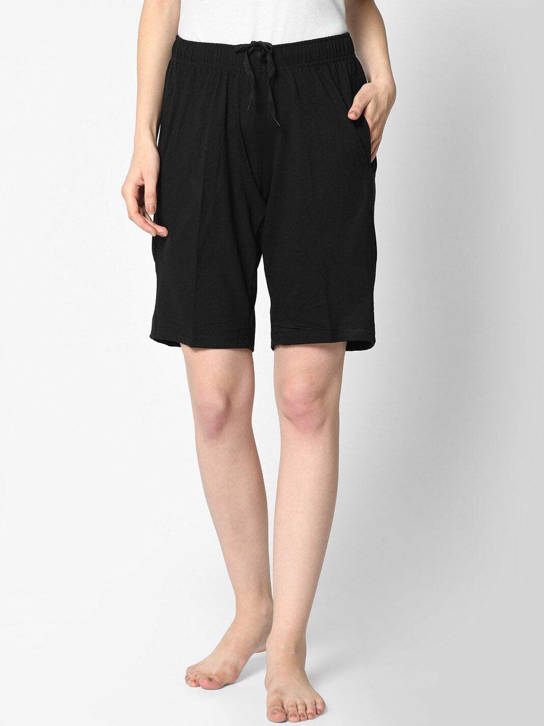 VIMAL JONNEY Women Black Solid Lounge Shorts D12__BLK__01 Price in India