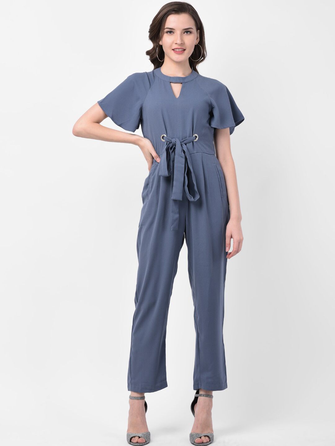 Latin Quarters Women Blue Solid Basic Jumpsuit Price in India