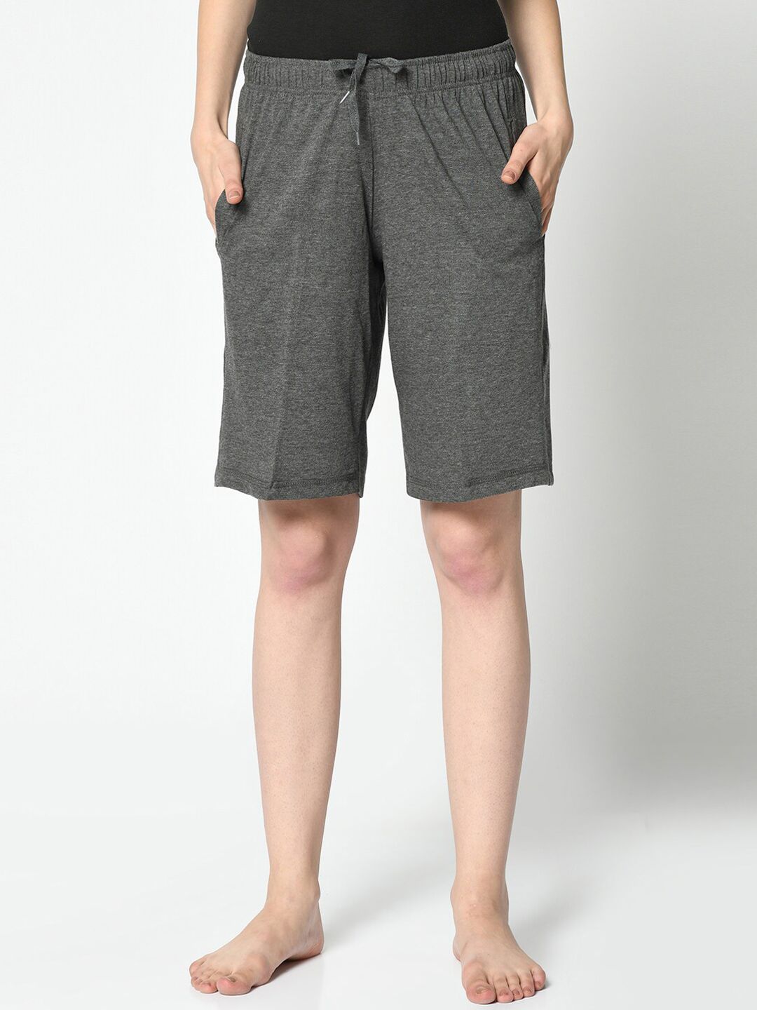 VIMAL JONNEY Women Grey Solid Lounge Shorts Price in India