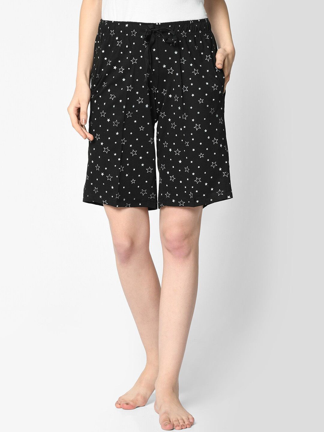 VIMAL JONNEY Women Black Printed Lounge Shorts Price in India