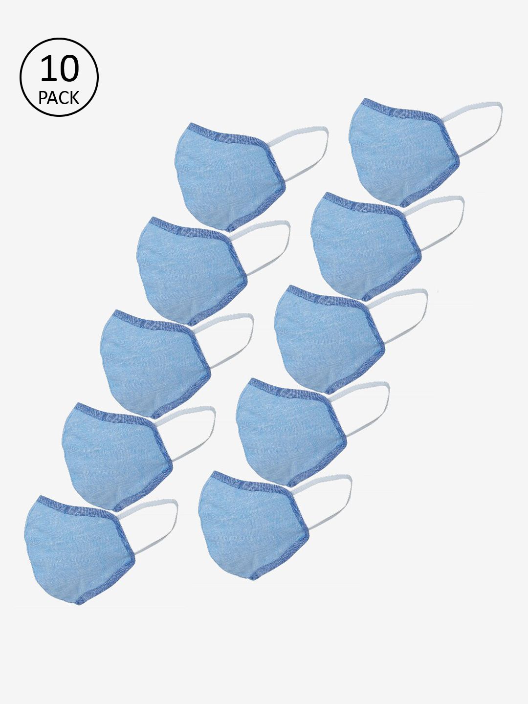 Fitz Adults Blue Pack of 10 Reusable 2-Layers Outdoor Masks Price in India