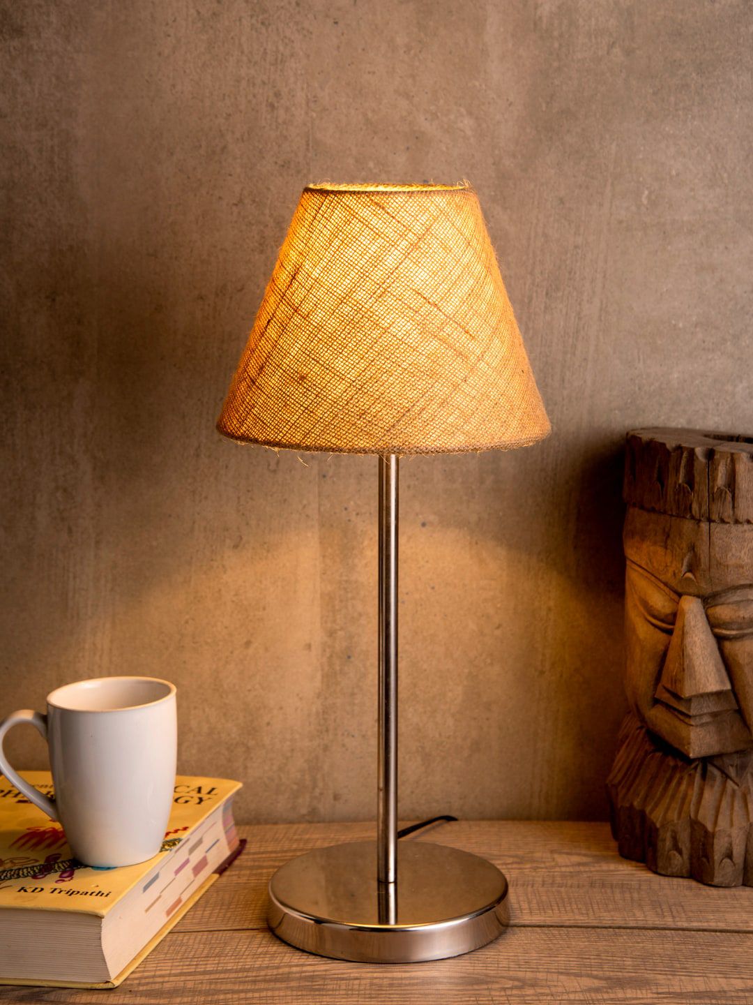 green girgit Beige Solid Contemporary Table Lamp Price in India