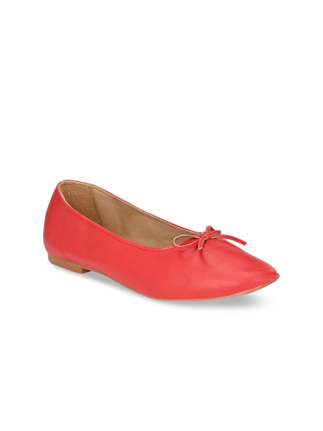 Zebba Women Red Solid PU Ballerinas