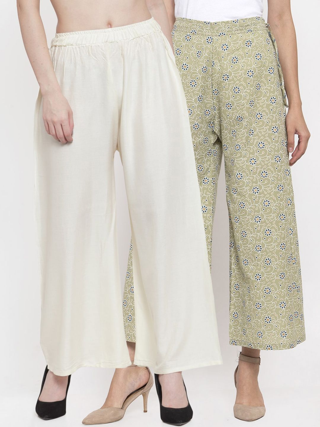 TAG 7 Women Pack Of 2 Flared Palazzos