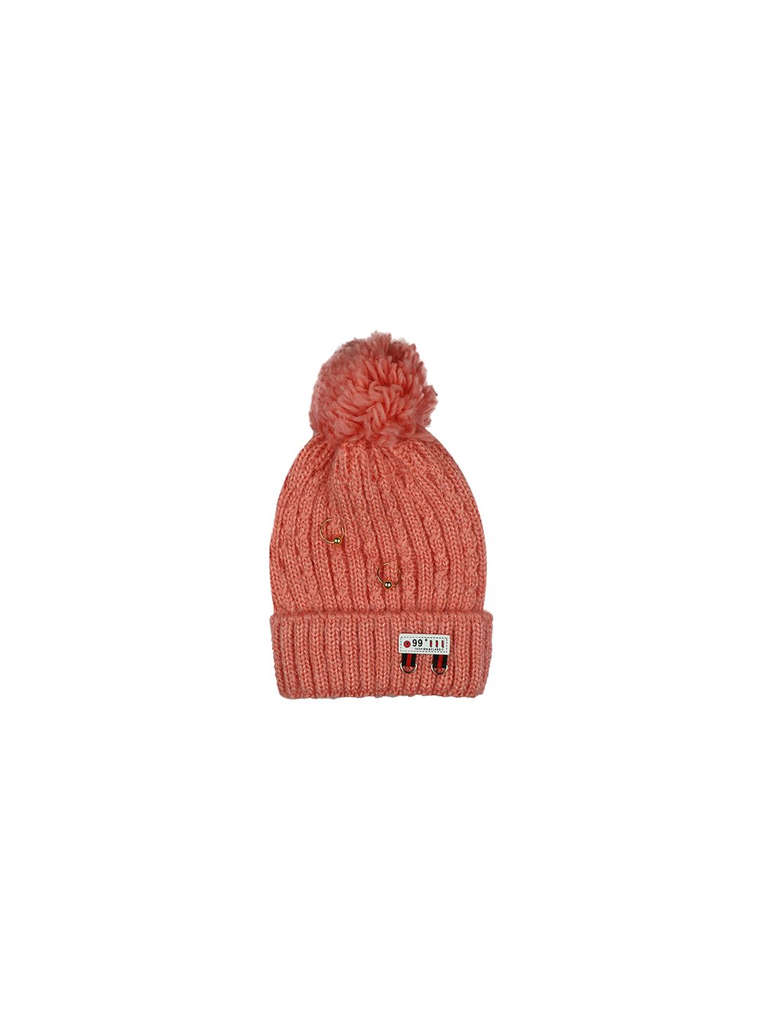iSWEVEN Unisex Coral Pink Solid Beanie Price in India