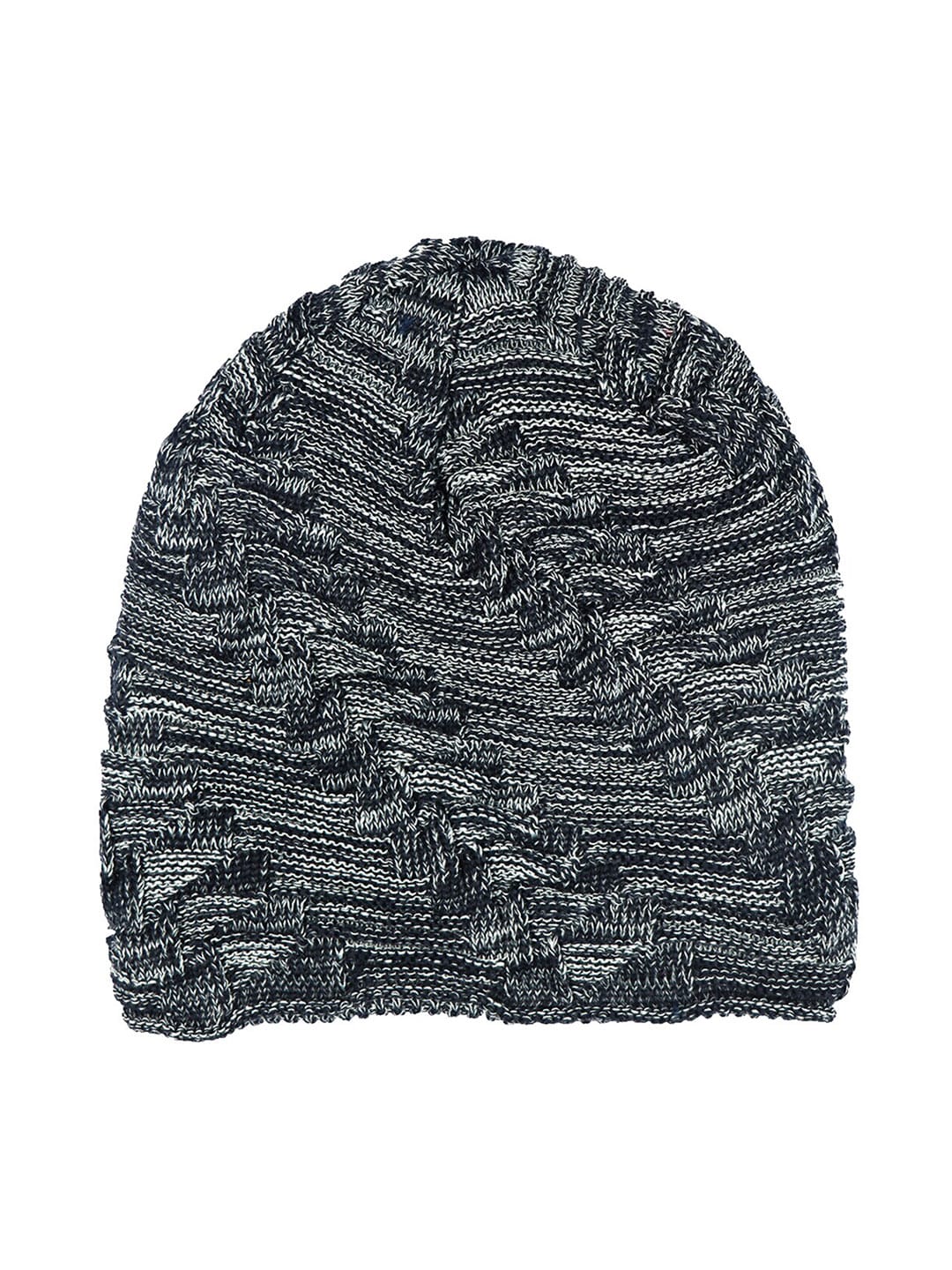 iSWEVEN Unisex Charcoal Grey Self Design Beanie Price in India