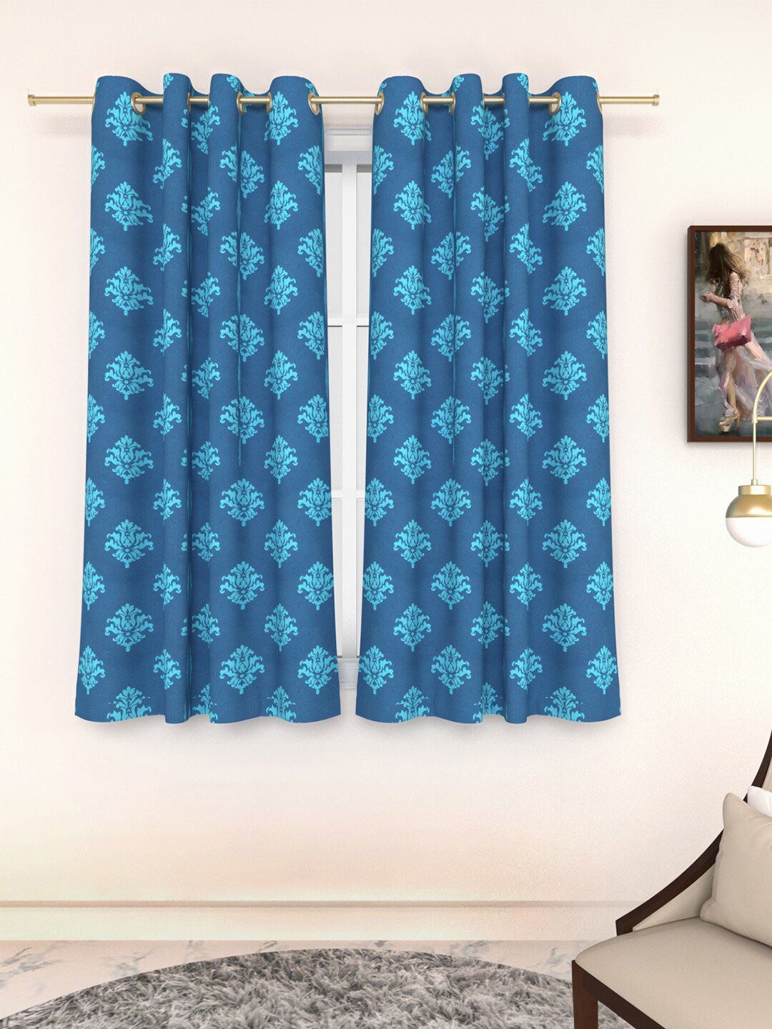 Soumya Blue Single Window Curtain Price in India