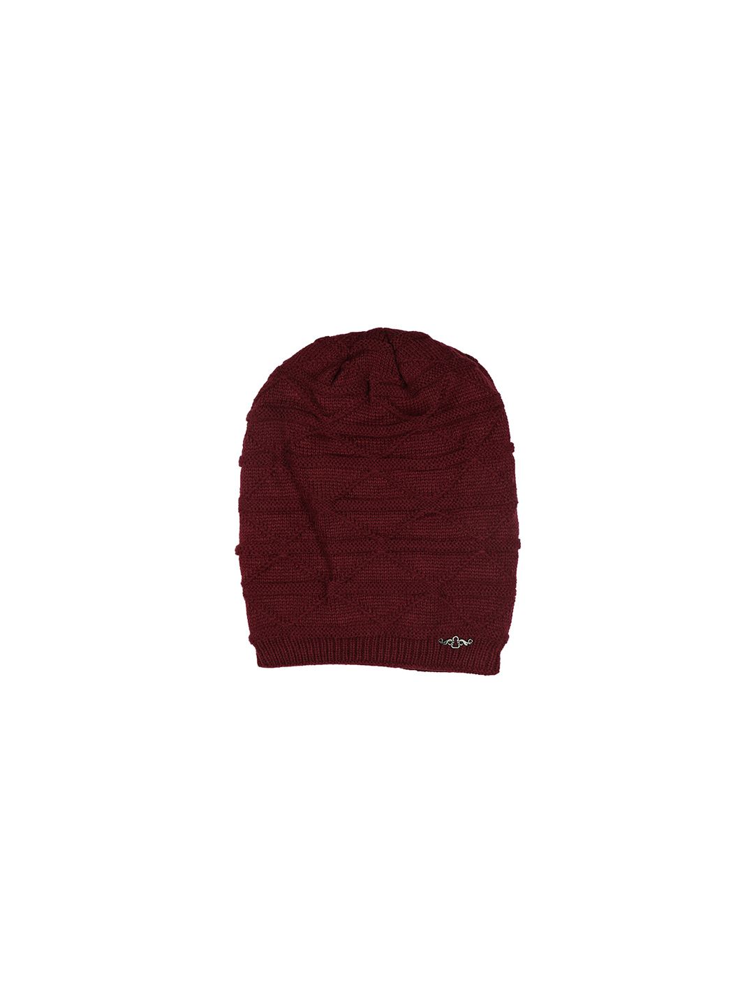 iSWEVEN Unisex Maroon Embroidered Beanie Price in India