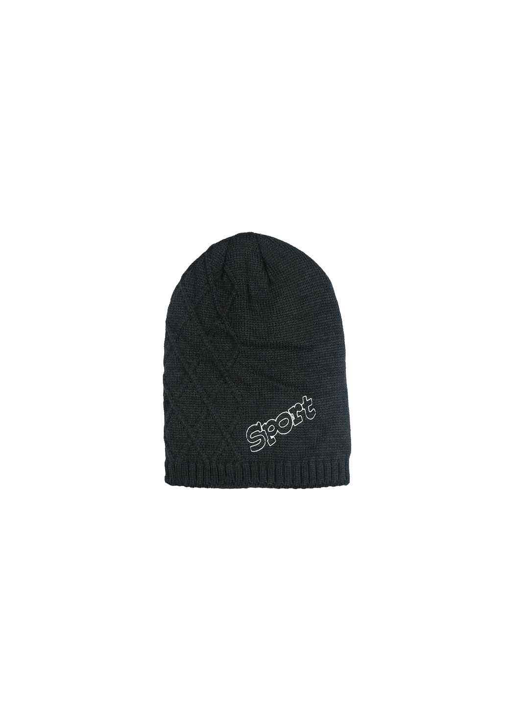 iSWEVEN Unisex Black Printed Beanie Price in India