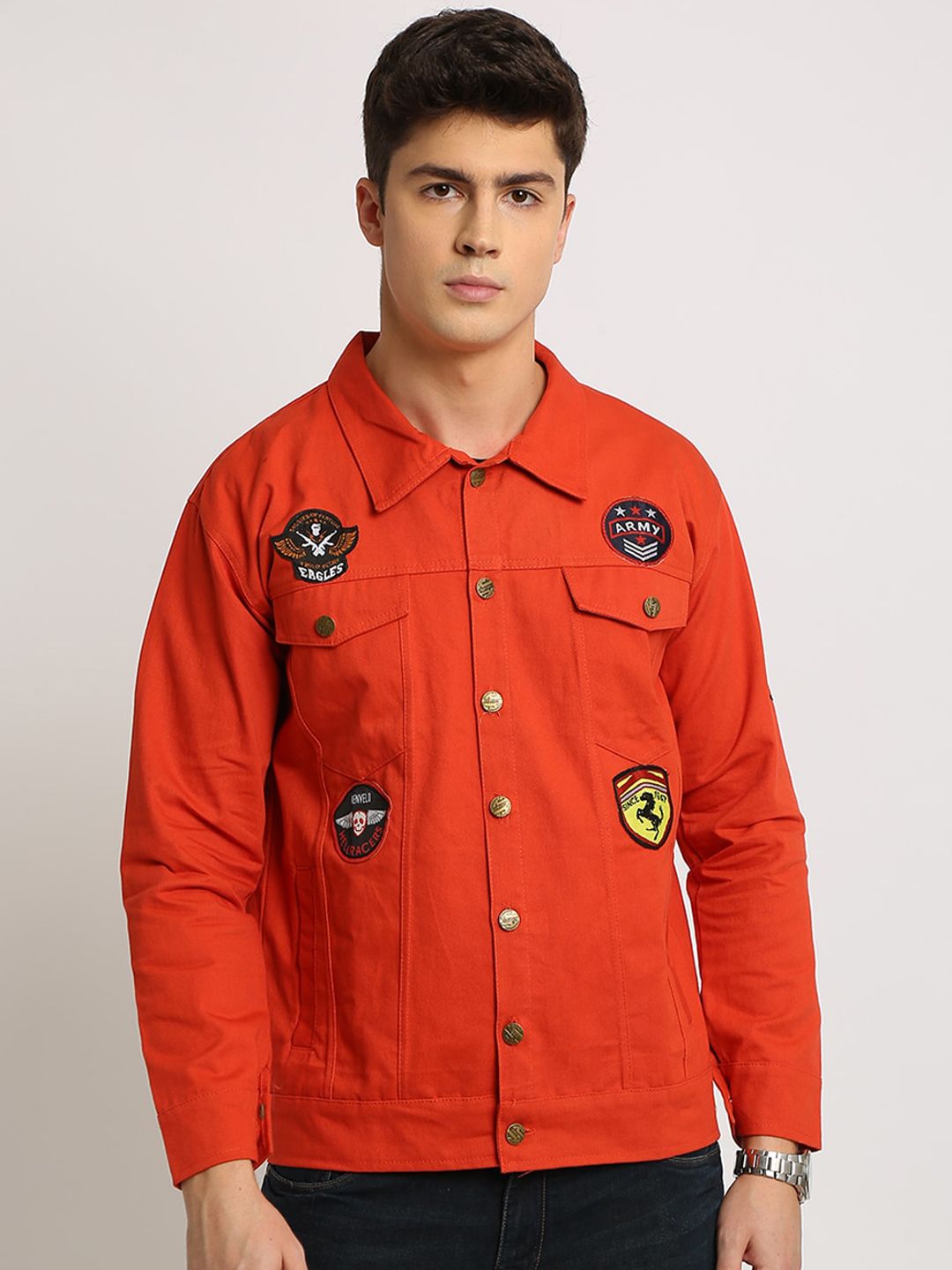 VOXATI Men Rust Solid Tailored Jacket
