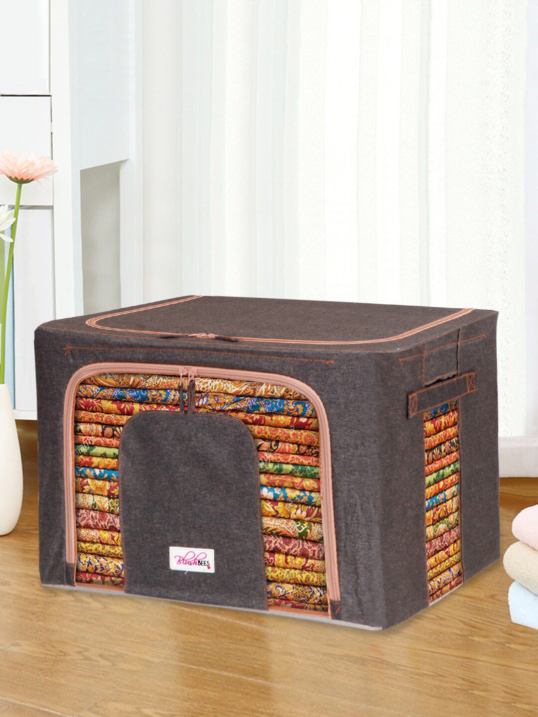 BlushBees Brown Solid Multi-Utility Storage Box With Handles Price in India