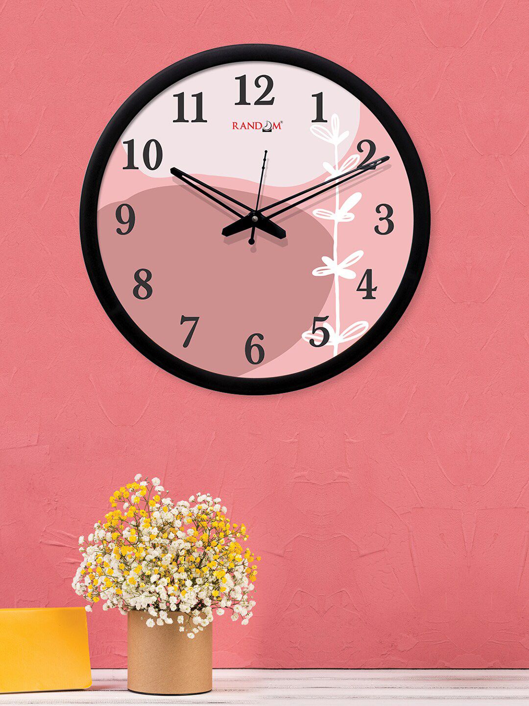 RANDOM Pink & Off-White Round Printed Analogue Wall Clock (30.48 cm x 30.48 cm) Price in India