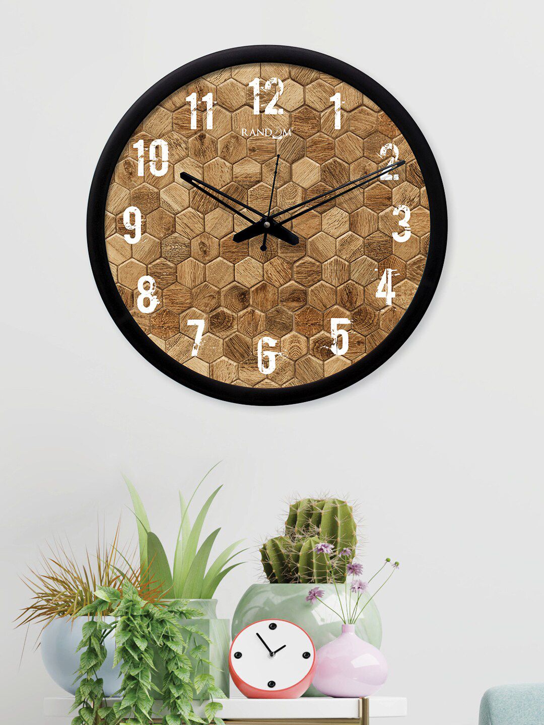 RANDOM Beige Round Printed Analogue Wall Clock (30.48 cm x 30.48 cm) Price in India