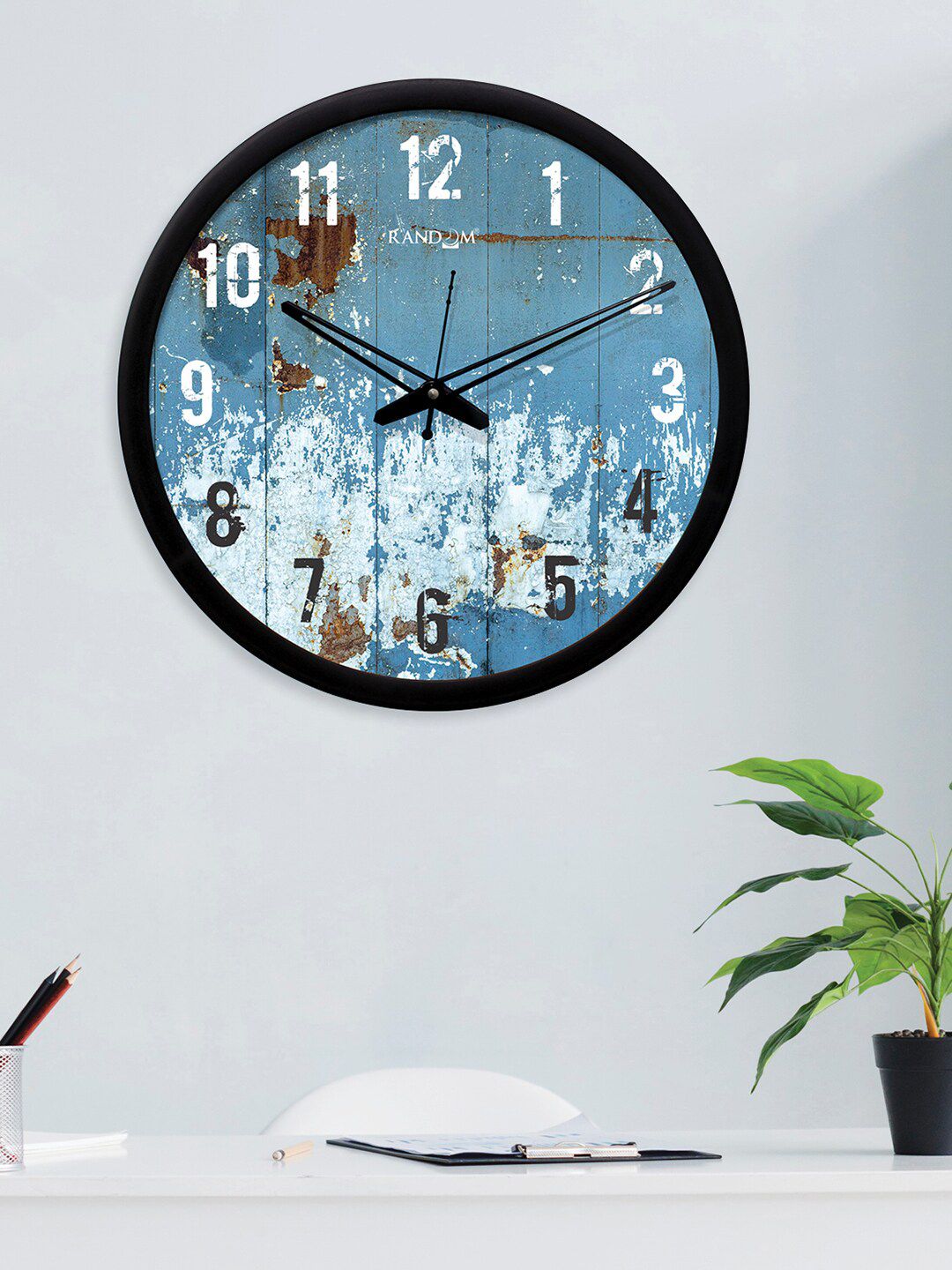 RANDOM Blue Round Printed Analogue Wall Clock (30.48 cm x 30.48 cm) Price in India