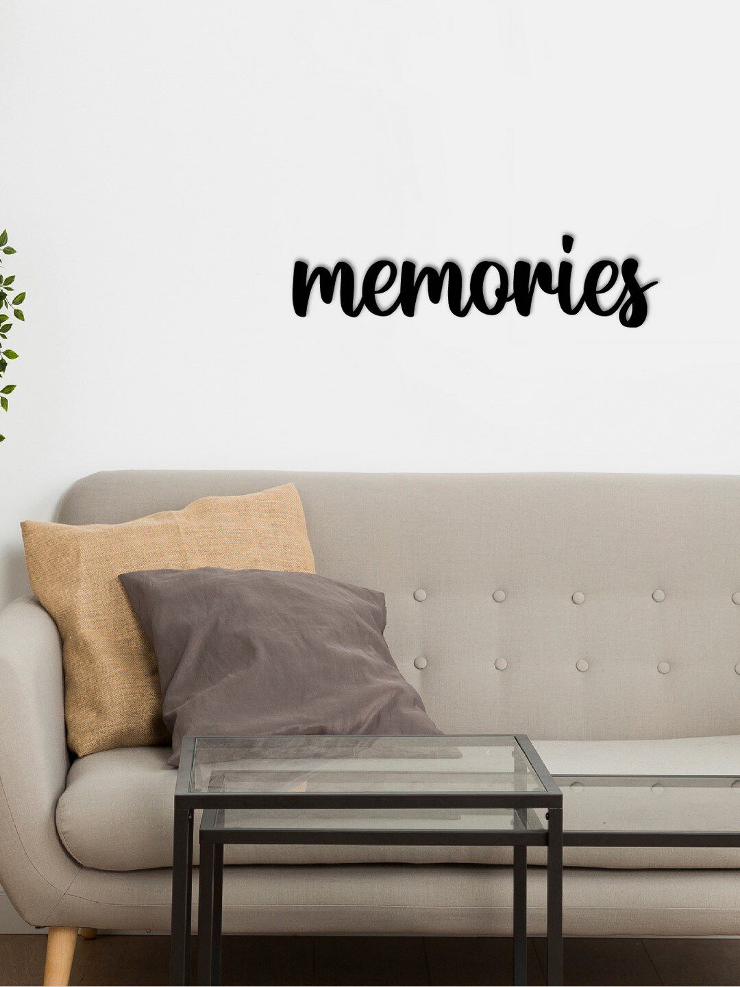 eCraftIndia Black "Memories" Engineered Wood Wall Sticker Price in India