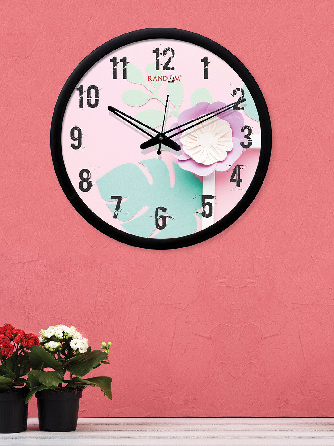 RANDOM Pink Round Printed 30.5 cm Analogue Wall Clock Price in India