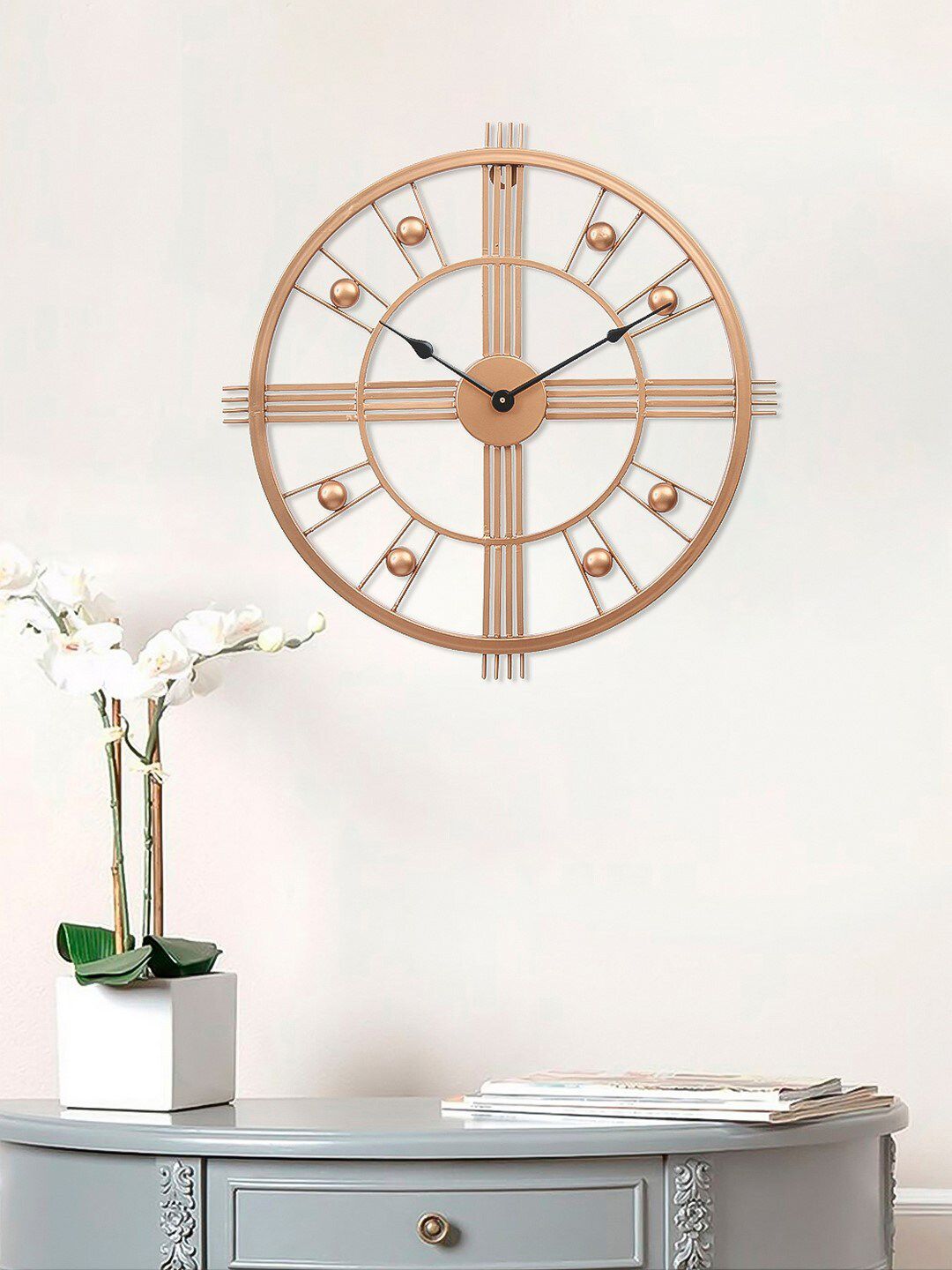 eCraftIndia Brown Handcrafted Round Solid Analogue Wall Clock Price in India