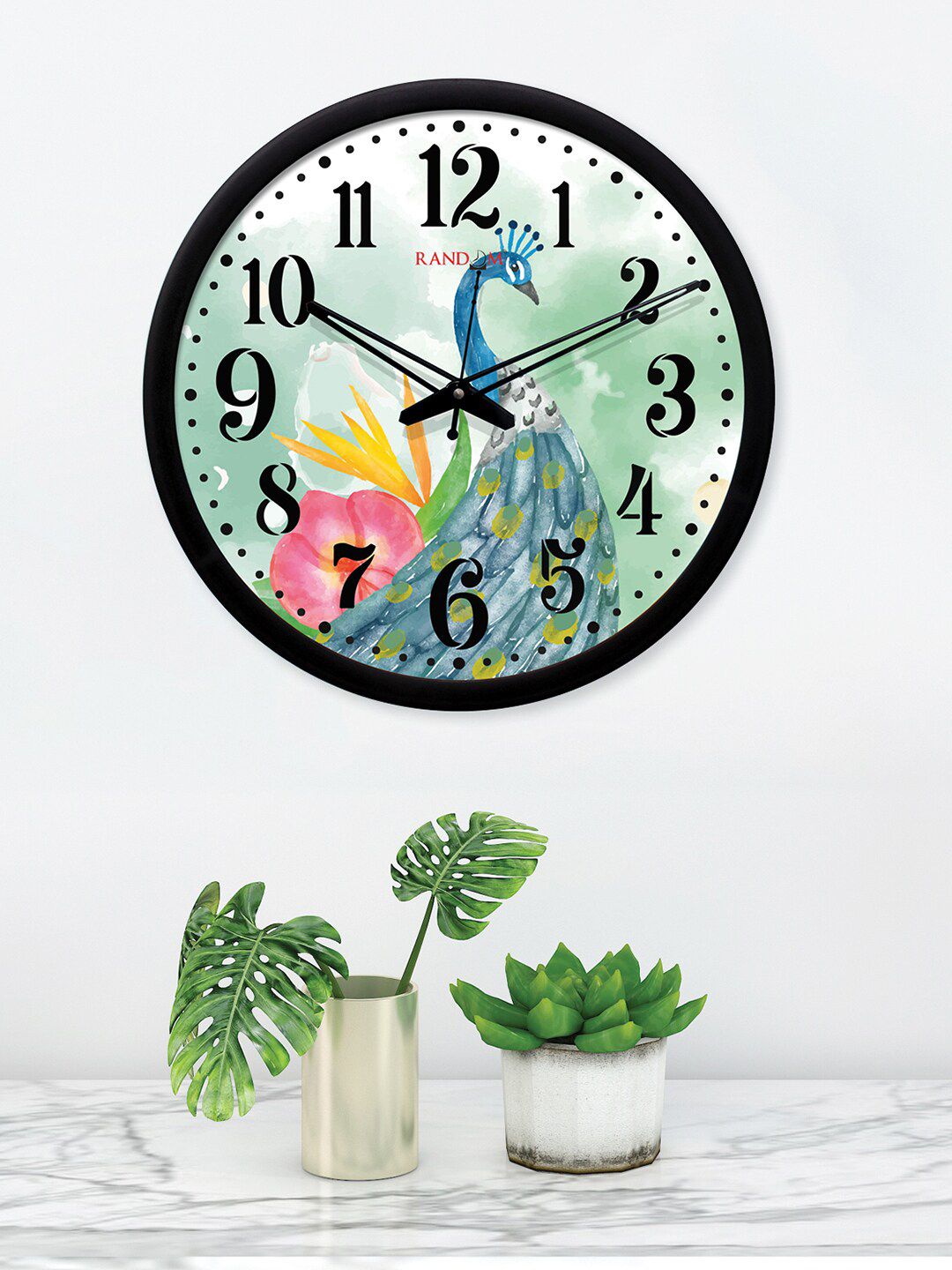 RANDOM Green Round Printed 30.5 cm Analogue Wall Clock Price in India