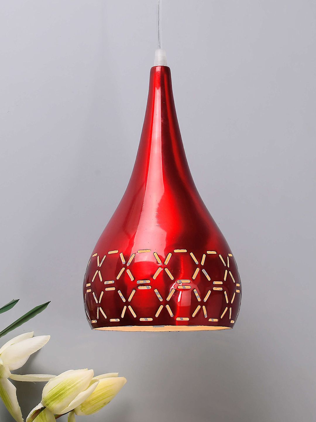 Homesake Red Self Design Classic Country Hanging Light Price in India