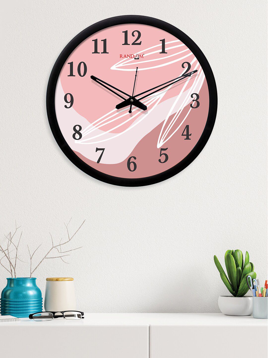 RANDOM Pink & Off-White Round Printed Analogue Wall Clock (30.48 cm x 30.48 cm) Price in India