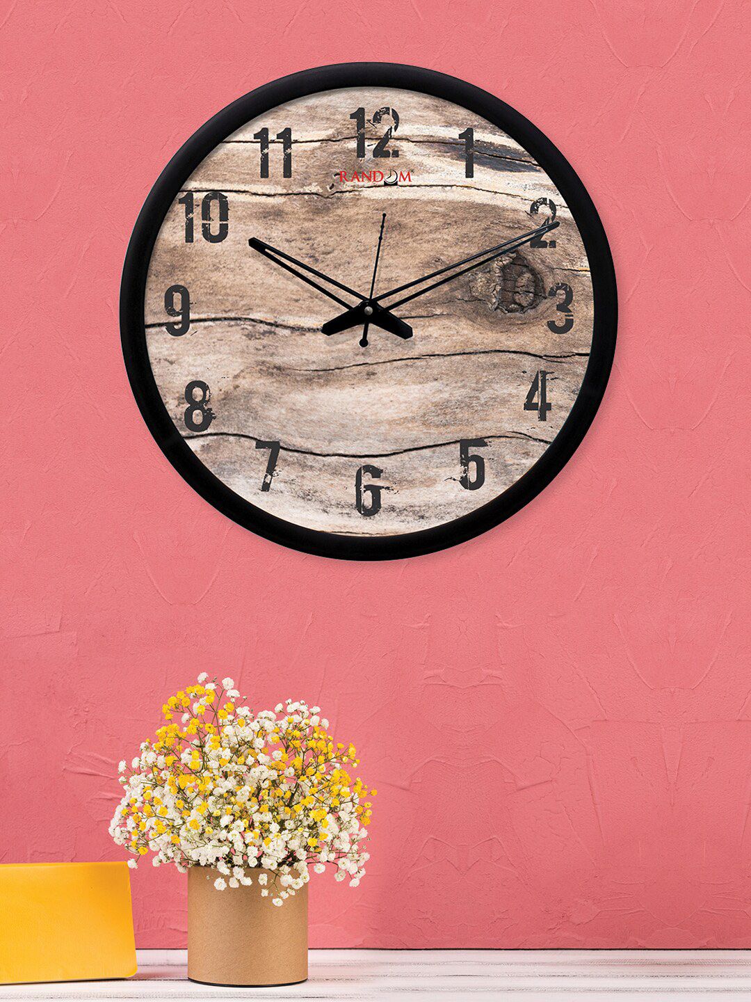 RANDOM Beige Round Printed 30.5 cm Analogue Wall Clock Price in India